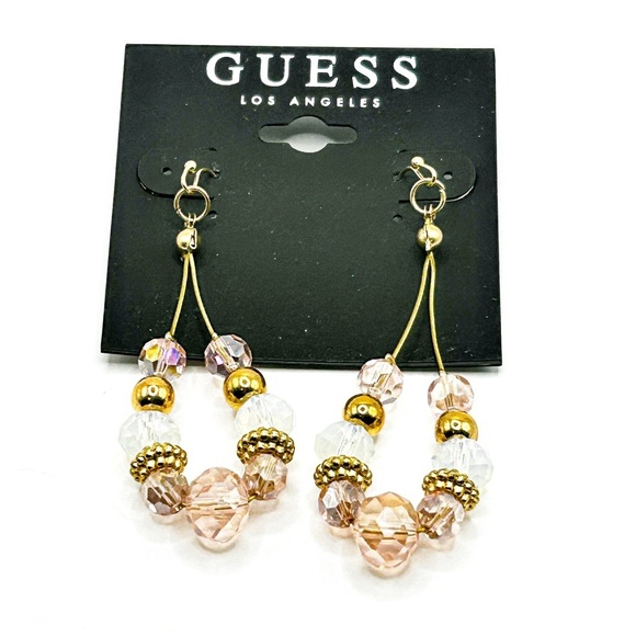 NWOT Beautiful multi pastel colors beaded dangle earrings, Guess - Picture 9 of 9